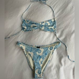 TRIANGL SWIM BLUE & WHITE FLORAL BANDEAU BIKINI SET